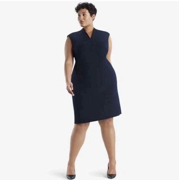 MM Lafleur Dresses & Skirts - MM Lafleur Aditi WonderTex Dark Navy Blue Sheath Dress Careerwear Women Sz 2X
